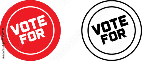 Colorful Vote Icon with Stroke Outline  Election Symbol Vector Illustration
