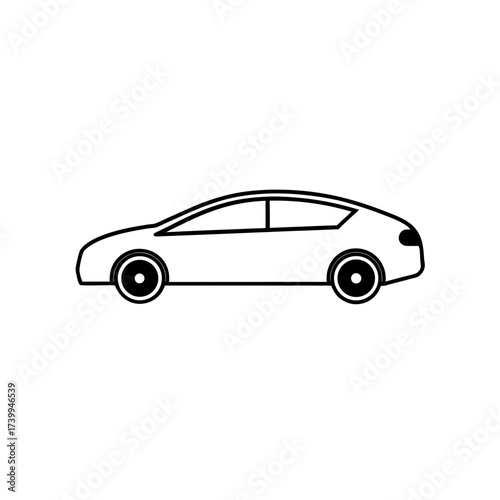 Outline drawing of a modern sedan car side silhouette