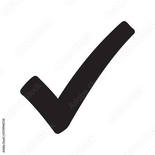 Bold black check mark on white background, symbolizing correctness, approval, or task completion. Clean and universal icon ideal for digital design, education, and professional use.
