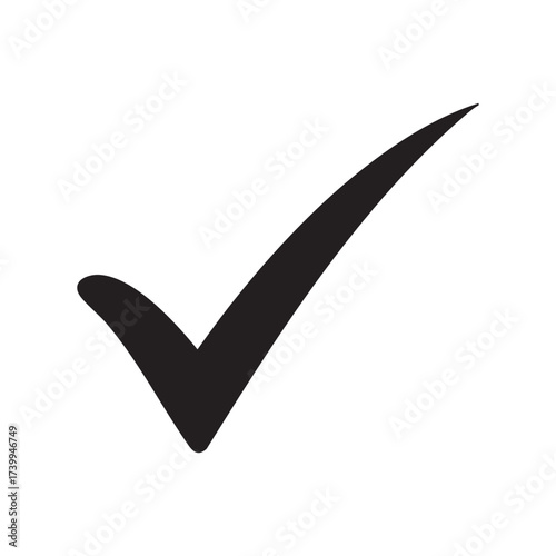 Bold black check mark on white background, symbolizing correctness, approval, or task completion. Clean and universal icon ideal for digital design, education, and professional use.