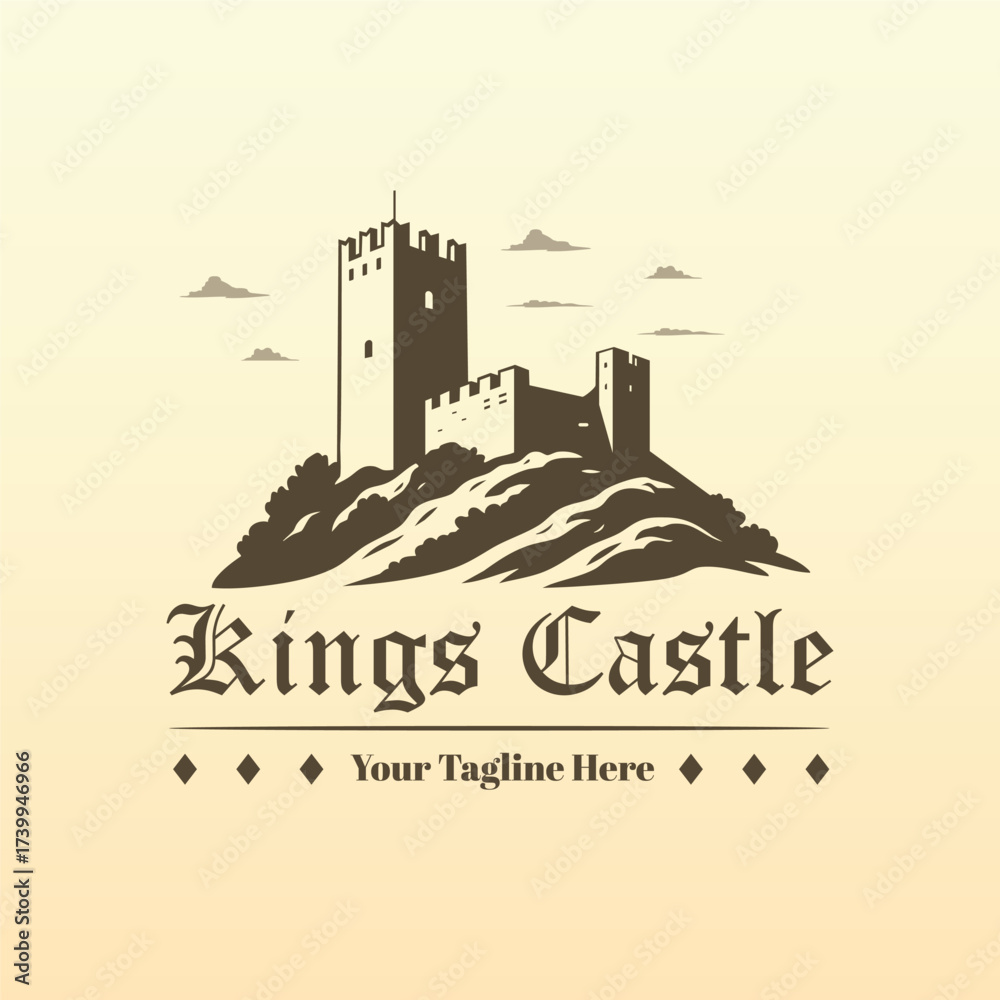 Naklejka premium Vintage Castle logo vector art.