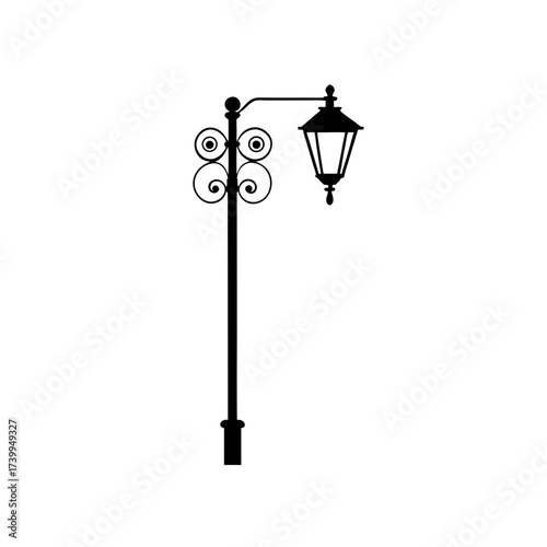 Illustration of an ornate street lamp post silhouette