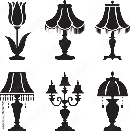 Floral tulip lamp candelabra ornate decorative objects lampshade