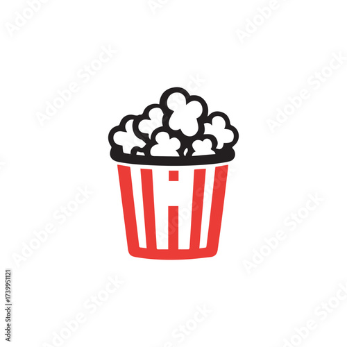 Silhouette Style Vector Popcorn Icon Design, Minimalist and Modern Editable Graphic, Scalable Illustration for Cinema, Movie Night, Snack, Food, Entertainment, and Festival Use