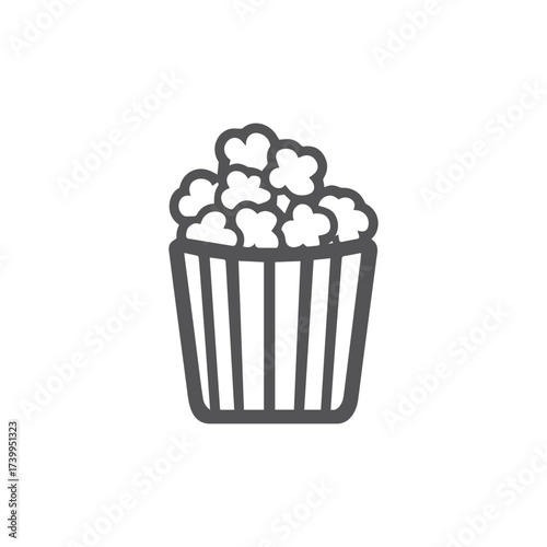 Silhouette Style Vector Popcorn Icon Design, Minimalist and Modern Editable Graphic, Scalable Illustration for Cinema, Movie Night, Snack, Food, Entertainment, and Festival Use
