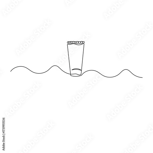 Cosmetic cream moisturizer icon   continuous one line drawing of outline vector illustration 