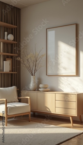 Serene modern living room with minimalist decor