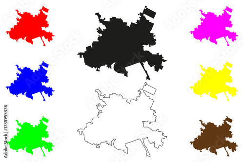 Fresnillo city (United Mexican States, Mexico, Zacatecas State) map vector illustration, scribble sketch Fresnillo de González Echeverría map
