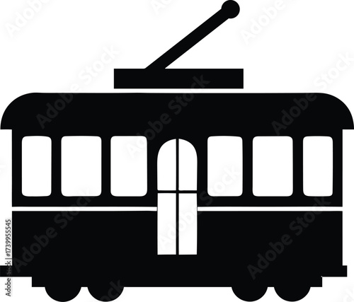 lisbon tram silhouette icon on transparent background