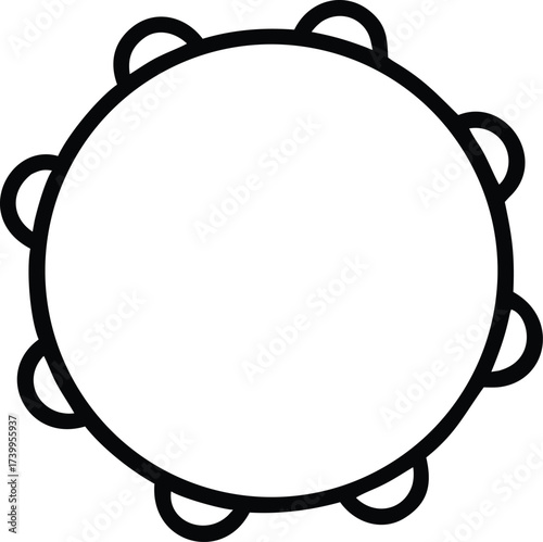 tambourine outline icon on transparent background