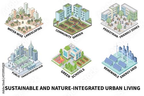 Sustainable and nature-integrated urban living for World Habitat Day Icons