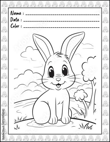 Bold and Easy Easter Coloring Page & Book for Adults and Kid. High resolution (300 DPI), Ready to print on standard 8.5x11-(A4) inch paper With (No Bleed), Black and White. Vector illustration