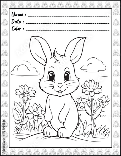 Bold and Easy Easter Coloring Page & Book for Adults and Kid. High resolution (300 DPI), Ready to print on standard 8.5x11-(A4) inch paper With (No Bleed), Black and White. Vector illustration