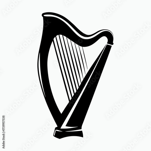 Irish harp for Saint Patrick's Day celebration isolated on white background