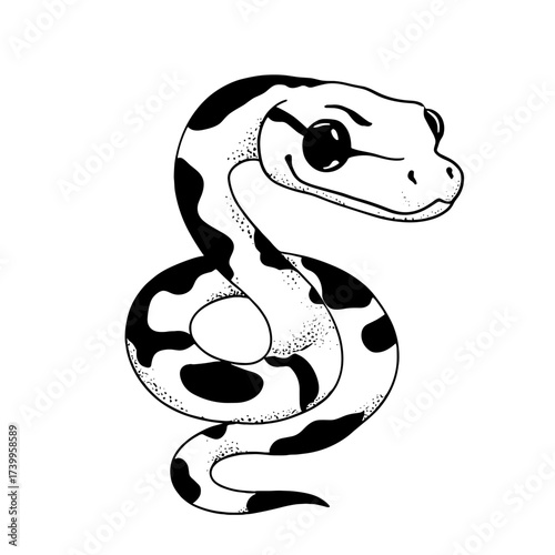 Boa Constrictor. Boa Constrictor simple black and white line art vector logo
