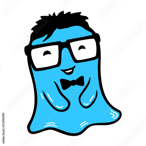Nerd Ghost Glasses Bow Tie Halloween Happy Geek