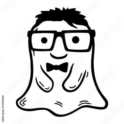 Nerd Ghost Glasses Bow Tie Halloween Happy Geek