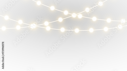 png golden garland with shining decorative lamps and festive light
