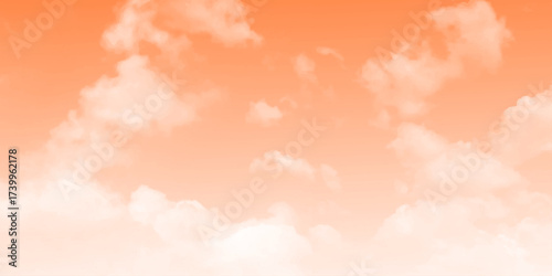 Pink sky and white cloud detail in background with copy space. Sugar cotton pink clouds background. Sky Nature Landscape Background. The summer heaven with colorful clearing sky. Vector illustration.