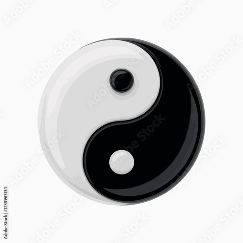 Classic yin yang symbol representing balance and harmony on a white background