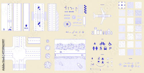 Urban plan in top view 
