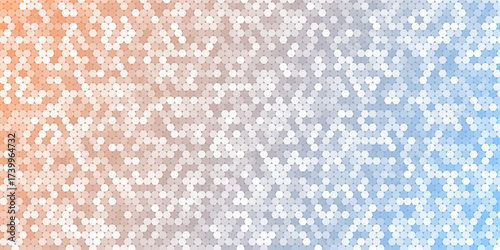 Blue serenity and pink rose quartz gradient background of multiples dots. Fashion trends circles backdrop. Vector illustration.