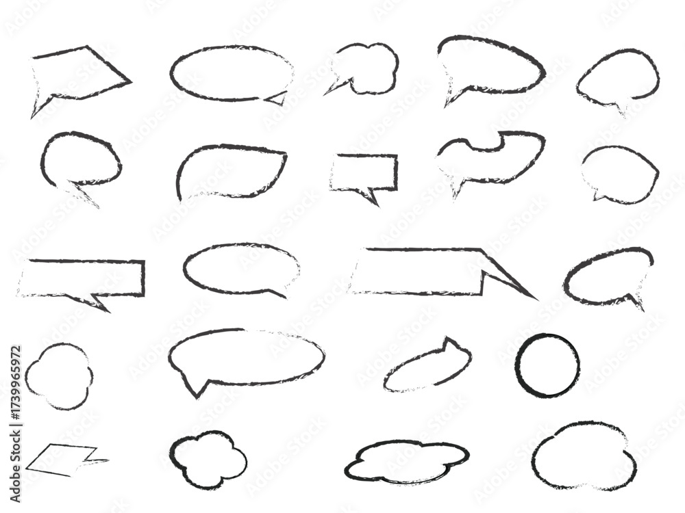 Fototapeta premium Hand draw massage icon. Collection of hand drawn speech bubbles and various abstract shapes