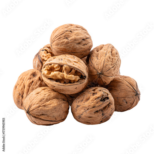 Premium Quality Pile of Walnuts on White Background for Creative Food Concepts