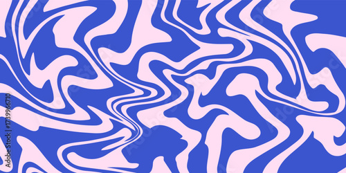 Abstract background pattern with colorful waves. Psychedelic groovy trippy y2k retro seamless pattern in blue and pink colors