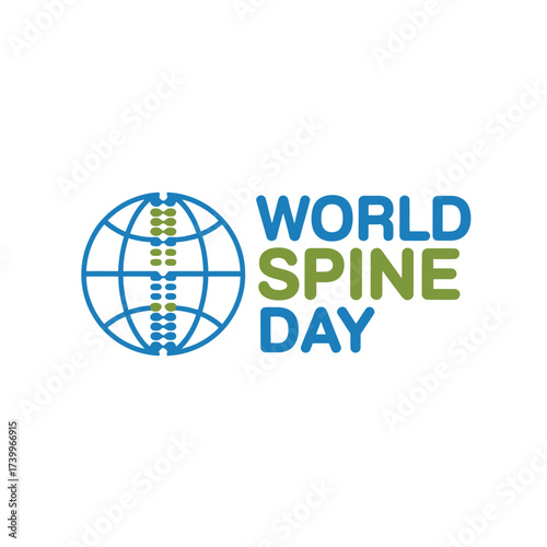 Vector art of world spine day logo with a stylized globe and spine graphic, representing global spinal health awareness