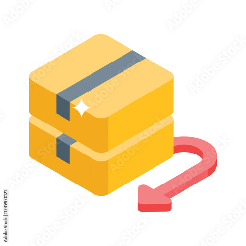 parcel with arrow indicating product return, ready to use vector