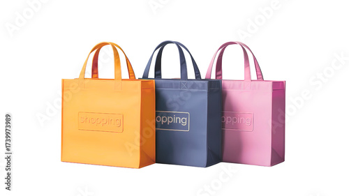Shopping bags isolated on a transparent background. Perfect for retail, shopping, or gift-related themes in stock illustration.