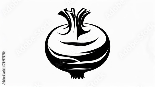 Stylized Pomegranate Illustration - Black and White Fruit Design.
