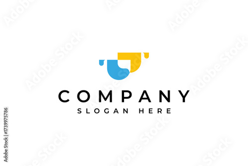 abstract coffee cup logo with overlapping flat vector design style