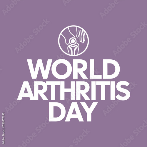Vector art of world arthritis day text and logo with a symbolic representation of joint care and support