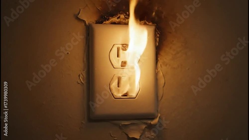 Dangerous electrical outlet malfunction leading to fire and a potential safety hazard,