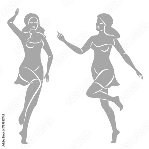 Collection. Silhouette of a woman in style. The girl is slim and beautiful. Lady suitable for aesthetic decor, posters, stickers, logo. Vector illustration set