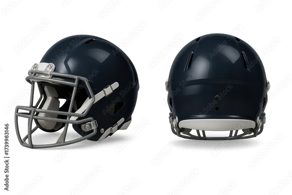 Fototapeta premium American football helmet, isolated on transparent background, front and back