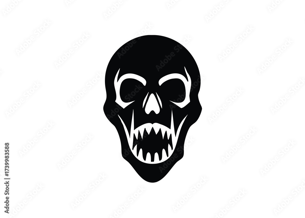 Obraz premium haunted jaw skull silhouette vector icon