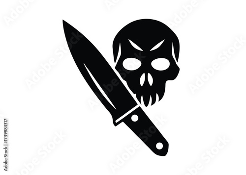 haunted knife skull silhouette vector icon