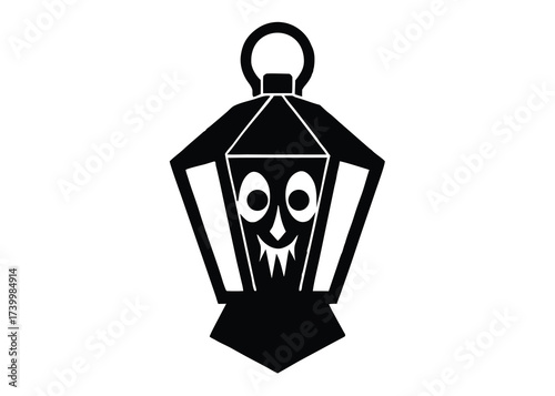 haunted lantern mask silhouette vector icon
