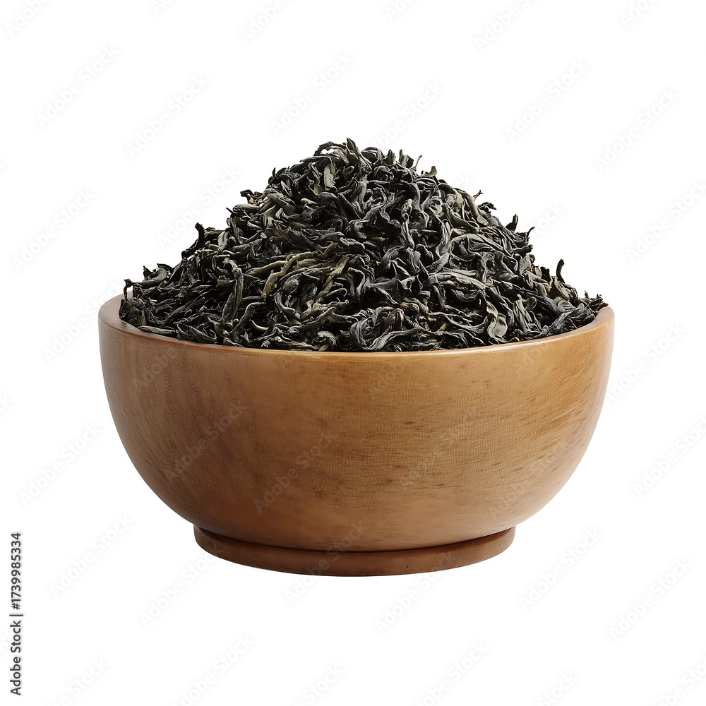 Fototapeta premium Green Tea in Wooden Bowl A Refreshing Aroma