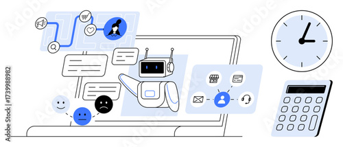 AI-powered chatbot interacts with users, managing messages, tasks, and feedback. Ideal for automation, technology, productivity, customer service, workflow management digital tools communication