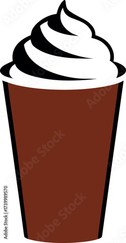 Stylized Macchiato Cup with Swirled Cream in Brown Vector Design