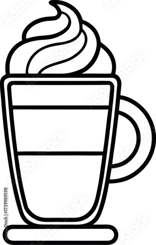 Layered Macchiato Cup with Swirled Foam Minimal Vector Illustration
