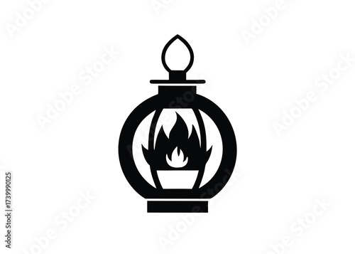 pumpkin lantern flame silhouette vector icon