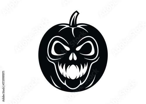 pumpkin scream skull silhouette vector icon