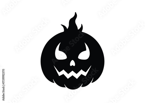 pumpkin shadow flame skull silhouette vector icon