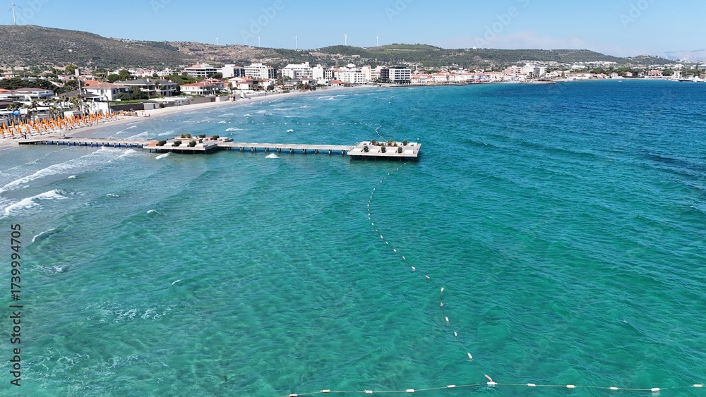 Obraz premium Ocean pier view.Turkish resort the sea ceased