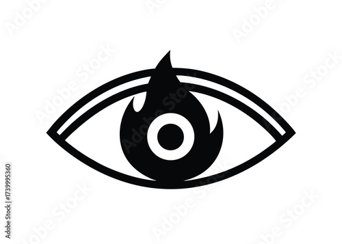 skeleton eye flame silhouette vector icon